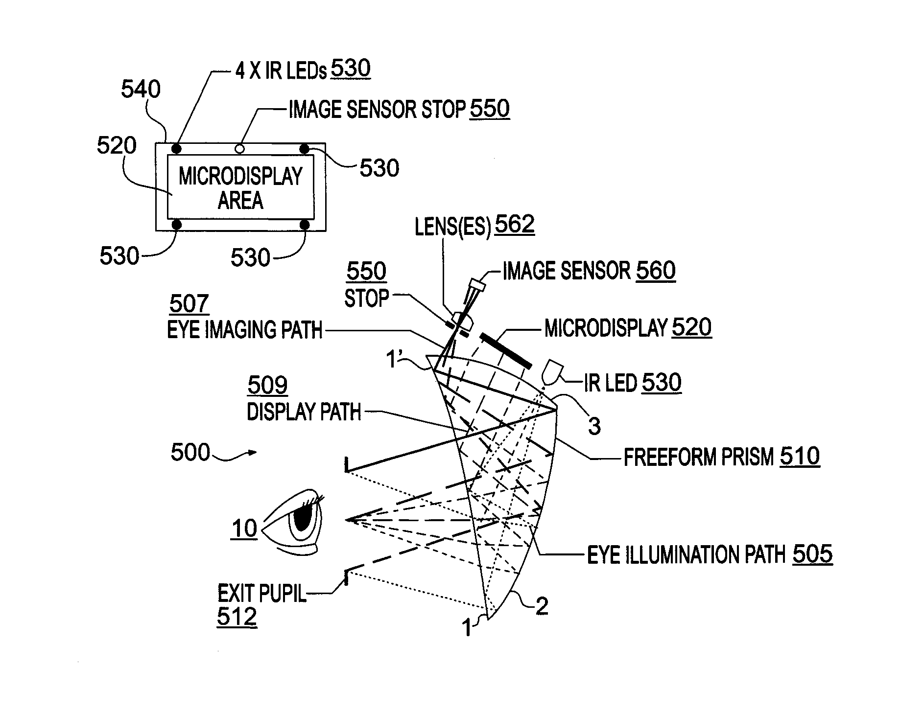 Compact eye-tracked head-mounted display