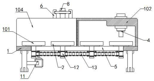 Riveting machine with hand injury prevention structure for scaffold fastener production