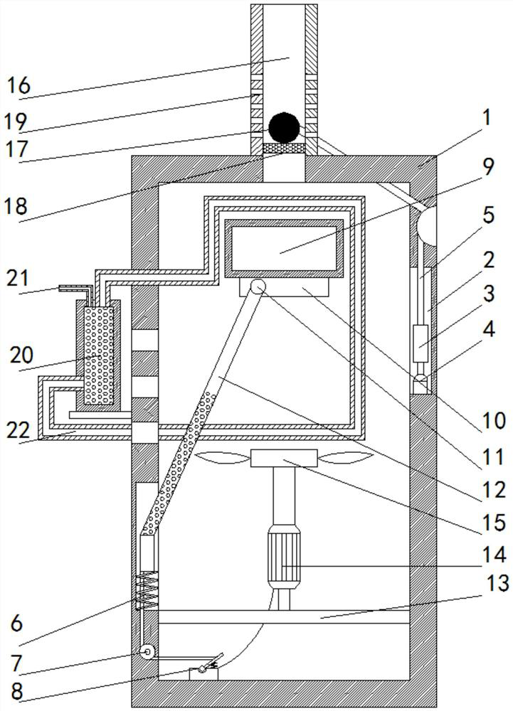 Efficient cooling device capable of eliminating high-speed rotation noise of fan