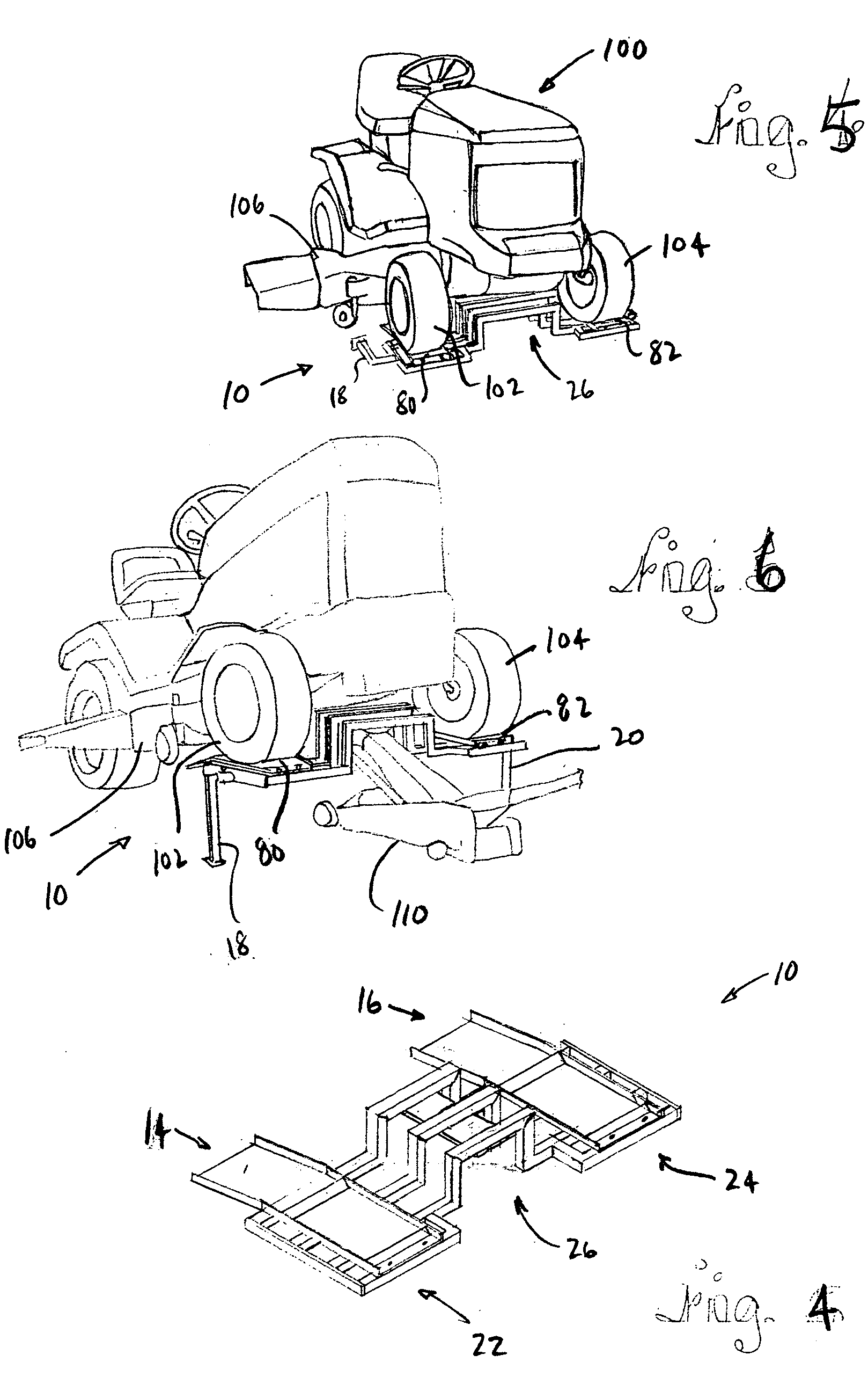 Riding lawn mower lift