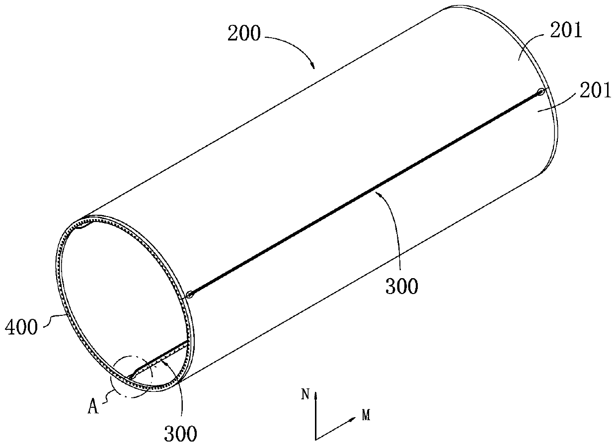 Connector, segmented tower, manufacturing method, tower and wind turbine