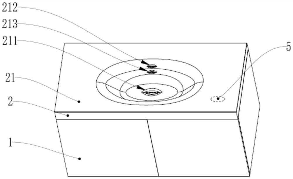 Hidden bathroom cabinet basin with faucet hidden in basin wall