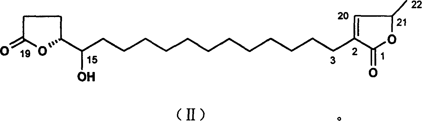 Derivate of sweetsop lactone as well as preparation method and usage