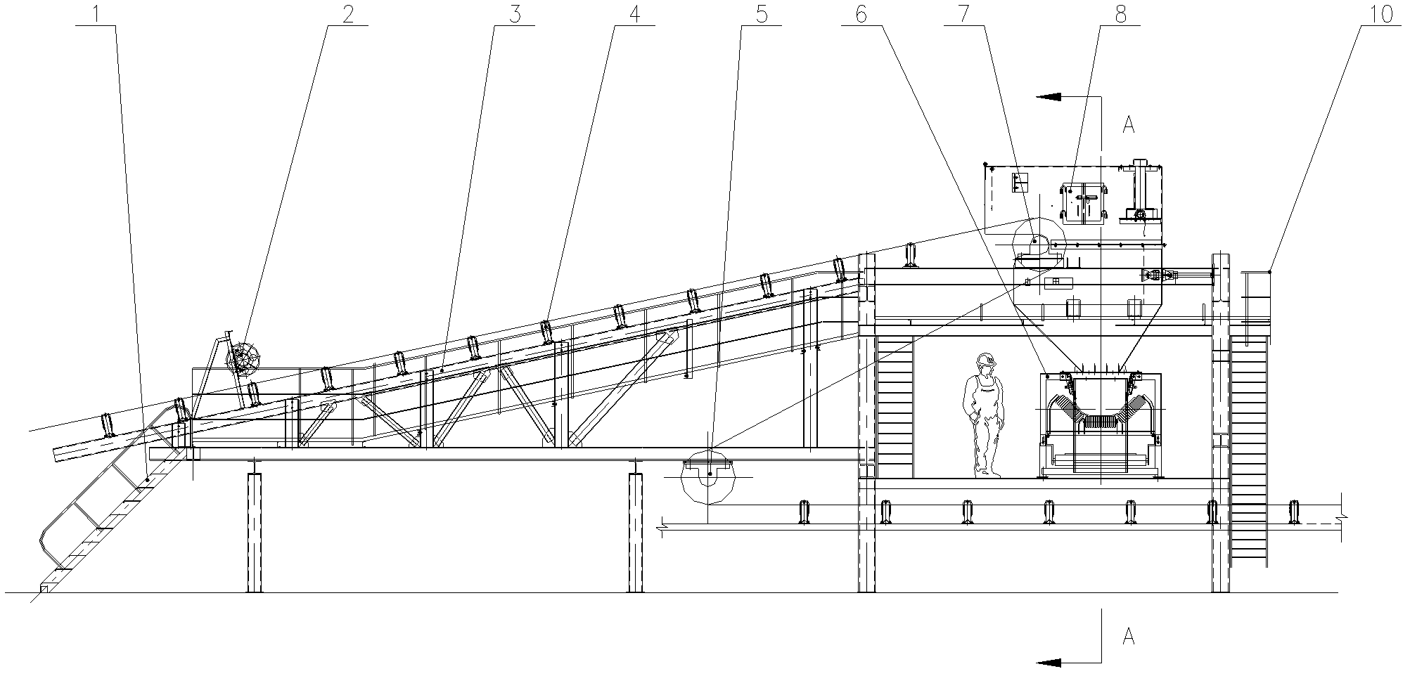 Unloading trolley with material separation device