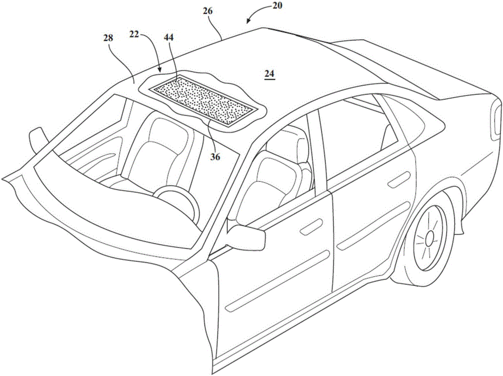 Panel assembly with noise attenuation system