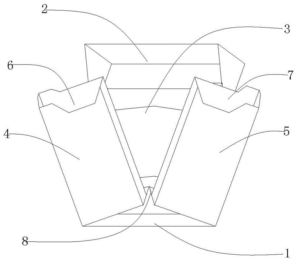 Flip-open three-cavity fan-shaped packaging box