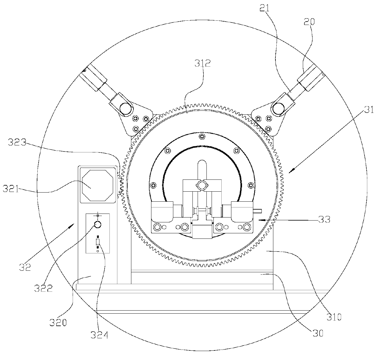 Automatic rotary welding device for bent pipe fitting