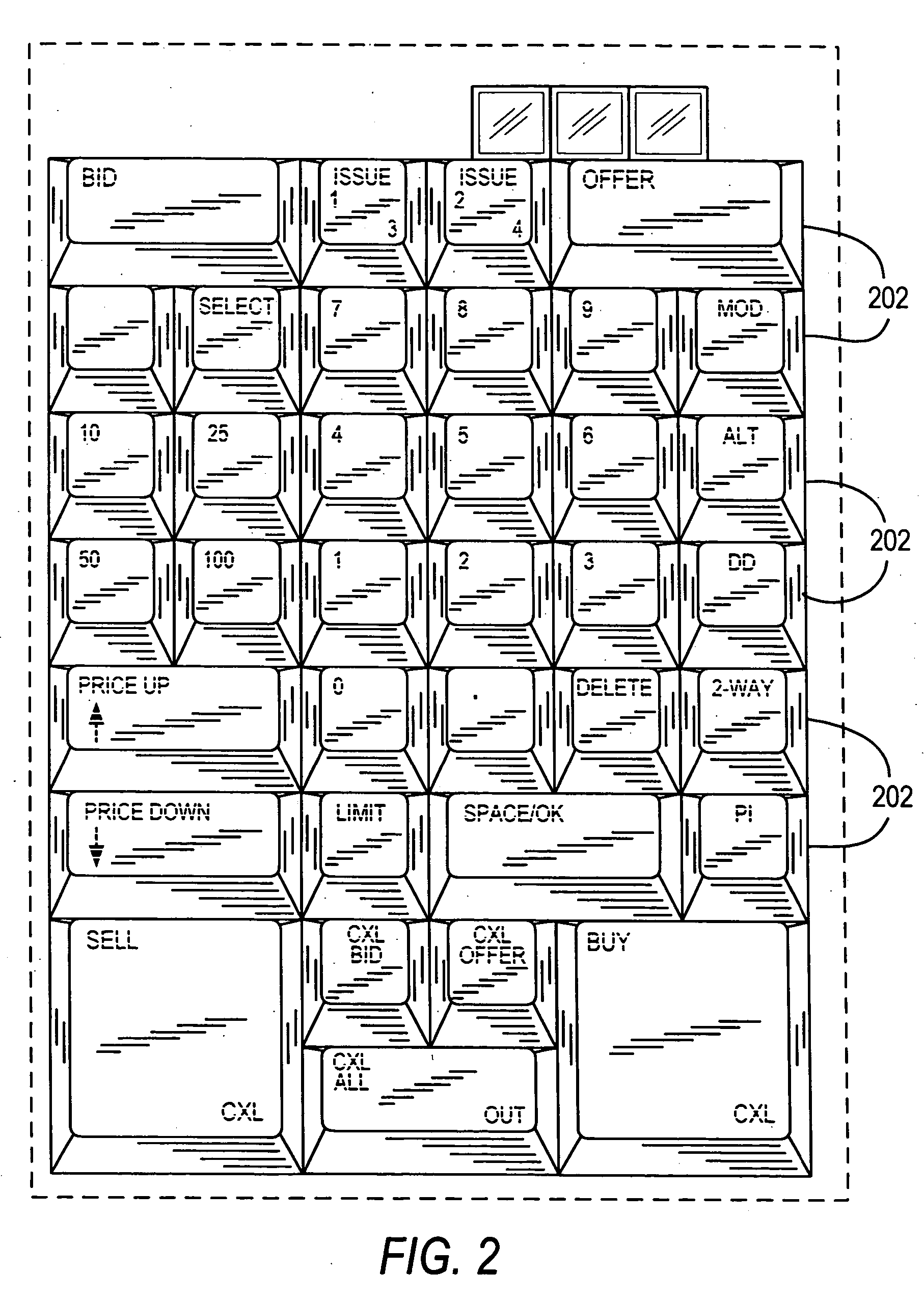 Fully configurable trading keyboard