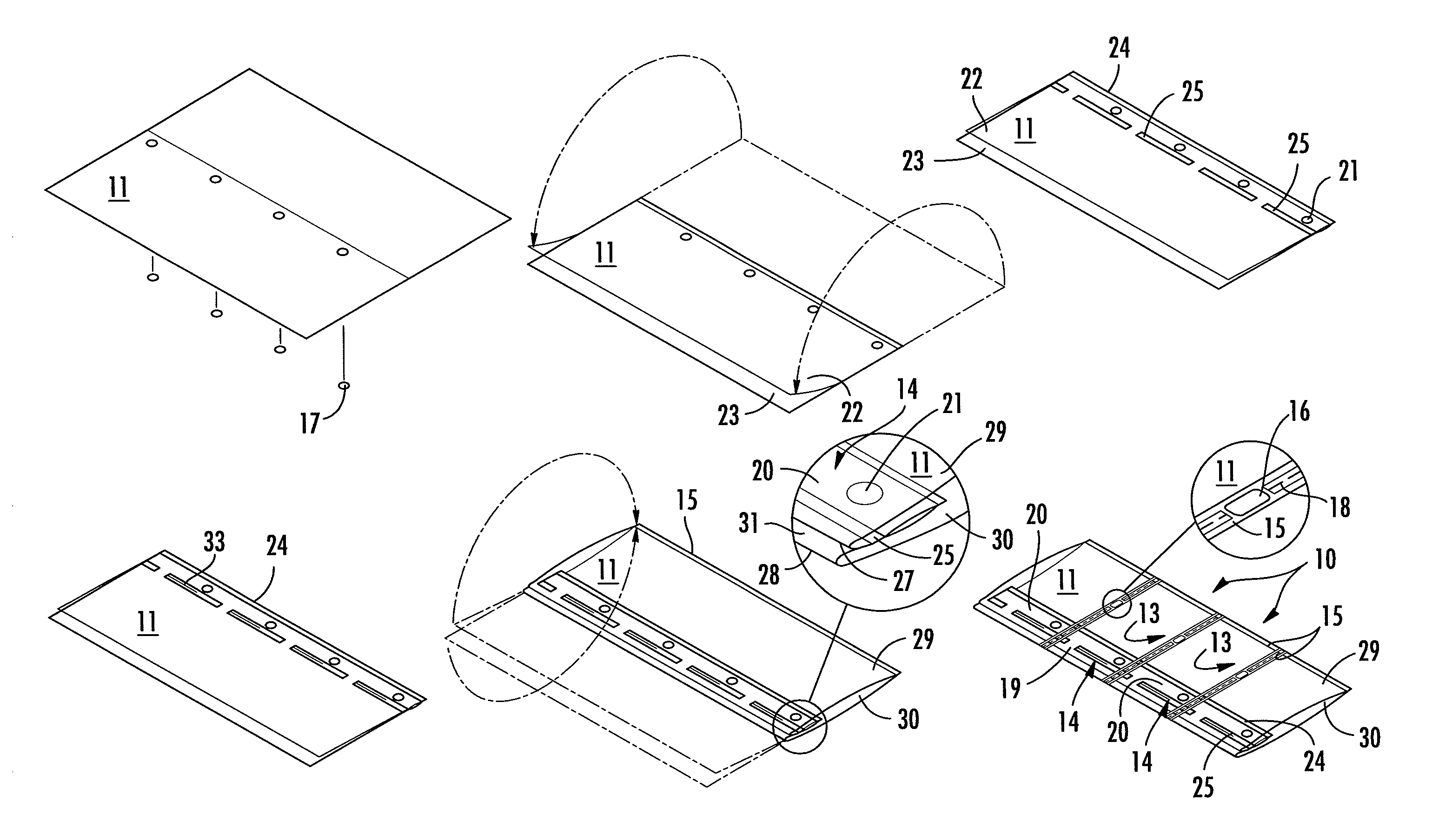 Inflatable structure for packaging and associated apparatus and methods