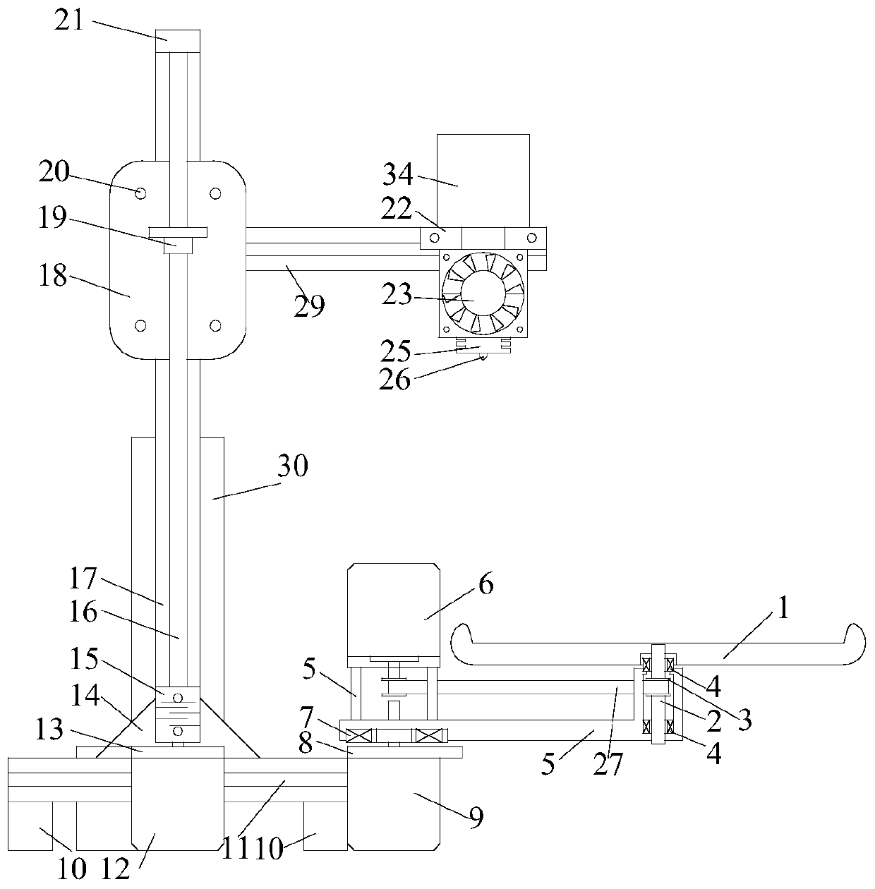 Parallel mechanical arm-type rotary table food 3D printer