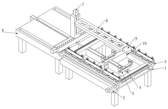 A guardrail welding device for painting boat production