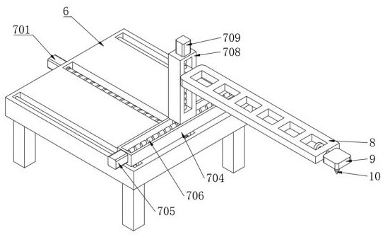 A guardrail welding device for painting boat production