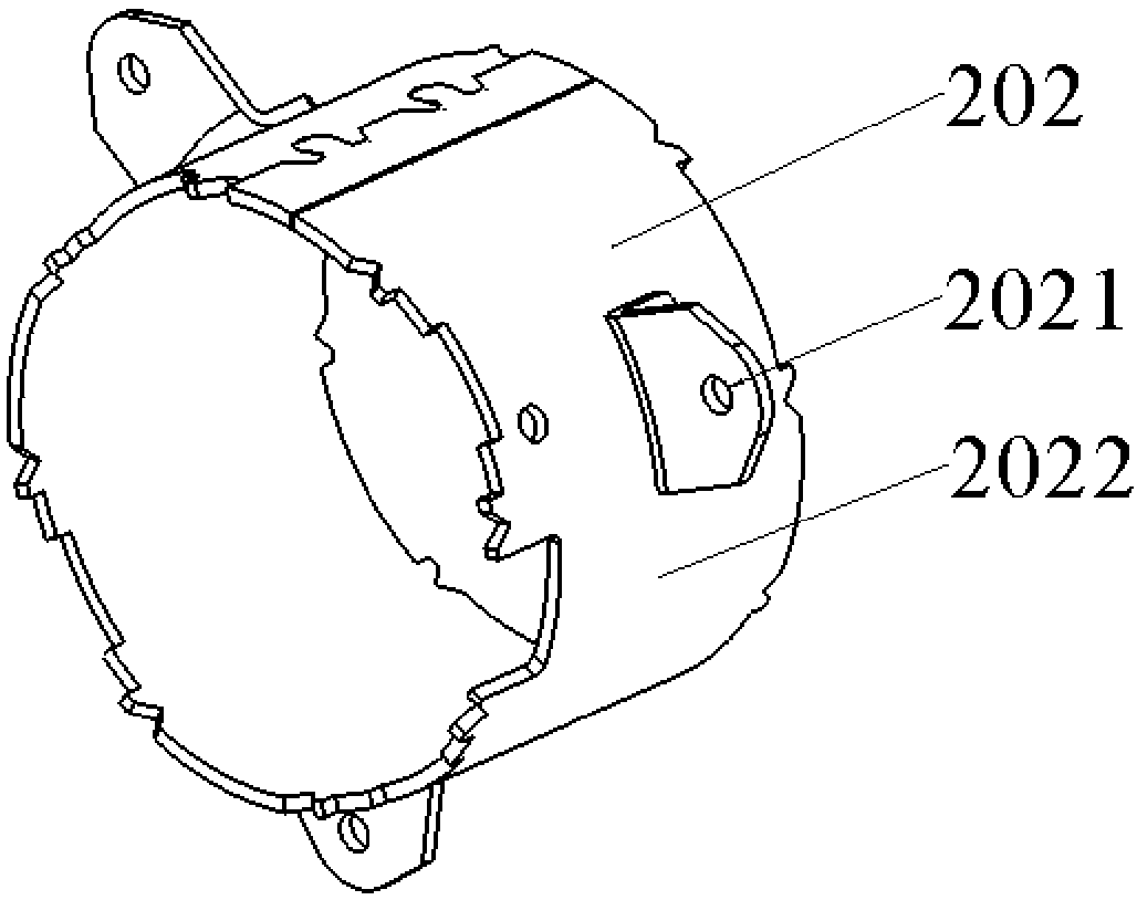 An automatic laser welding device for fixing feet of a motor housing