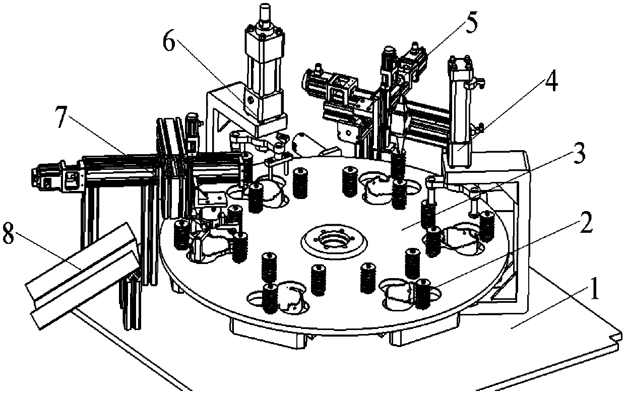 An automatic laser welding device for fixing feet of a motor housing