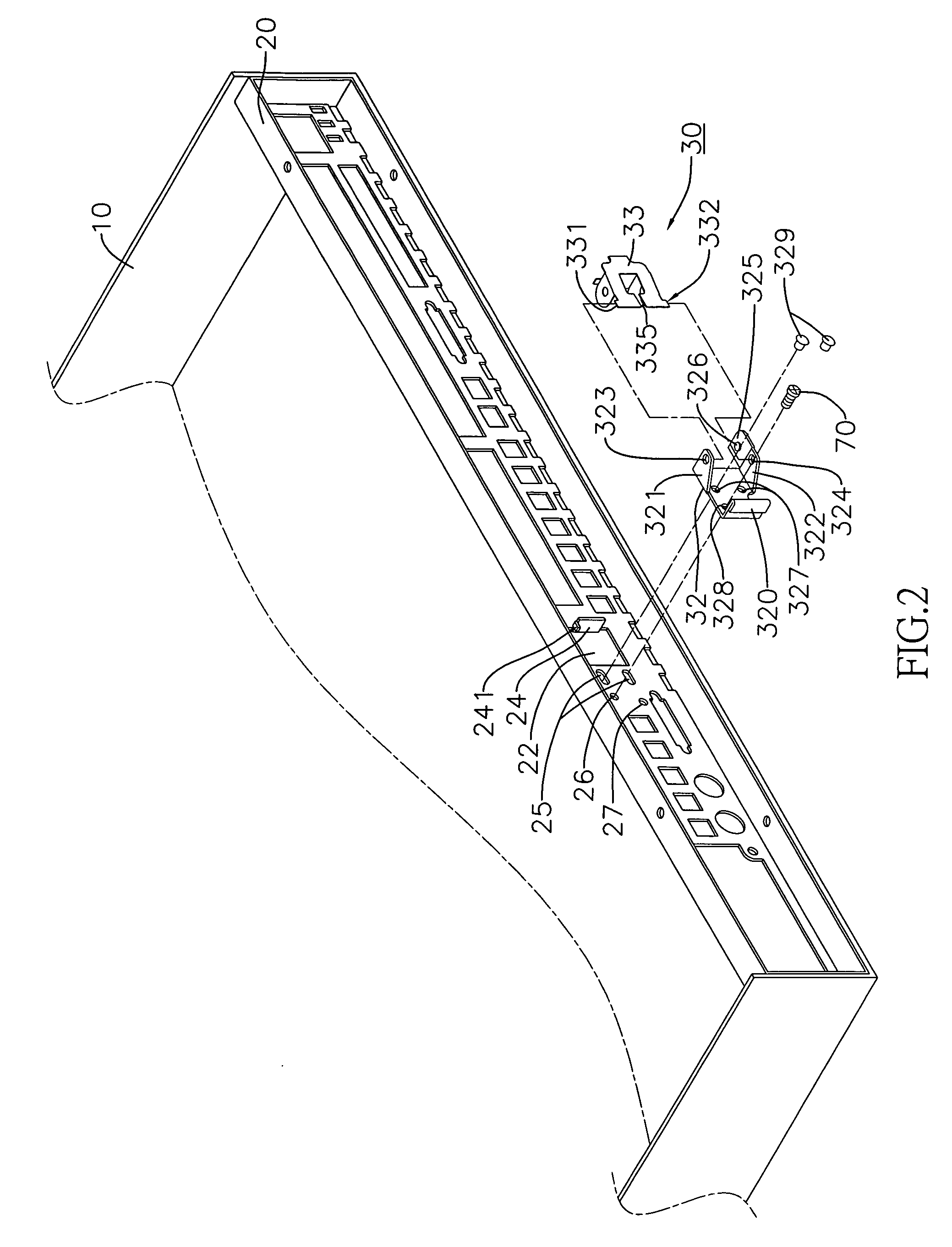 Circuit card locking device at a rear cover of a computer