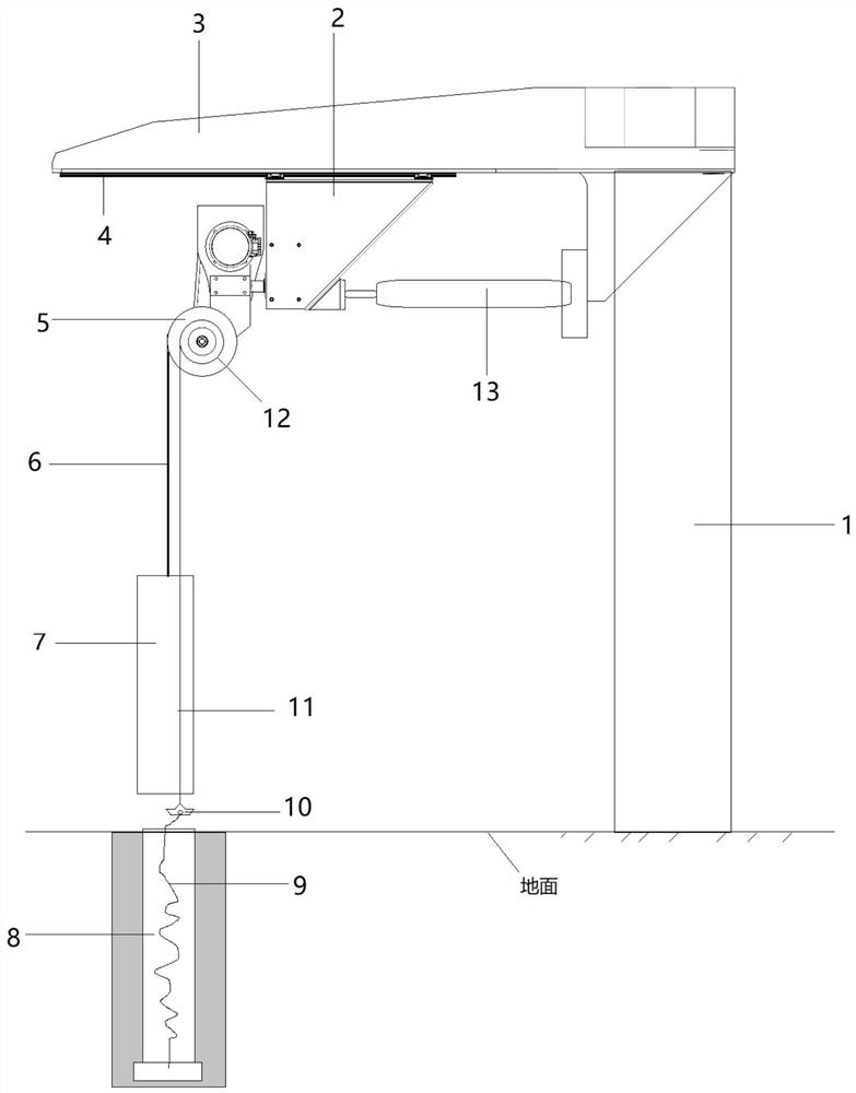 Static drill rooted pile lifting and threading device and construction method thereof