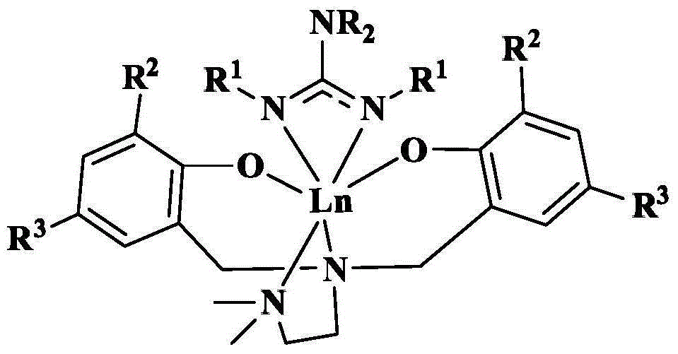 Amine bridged bisaryloxy rare earth metal guanidinium compound and its preparation method and application