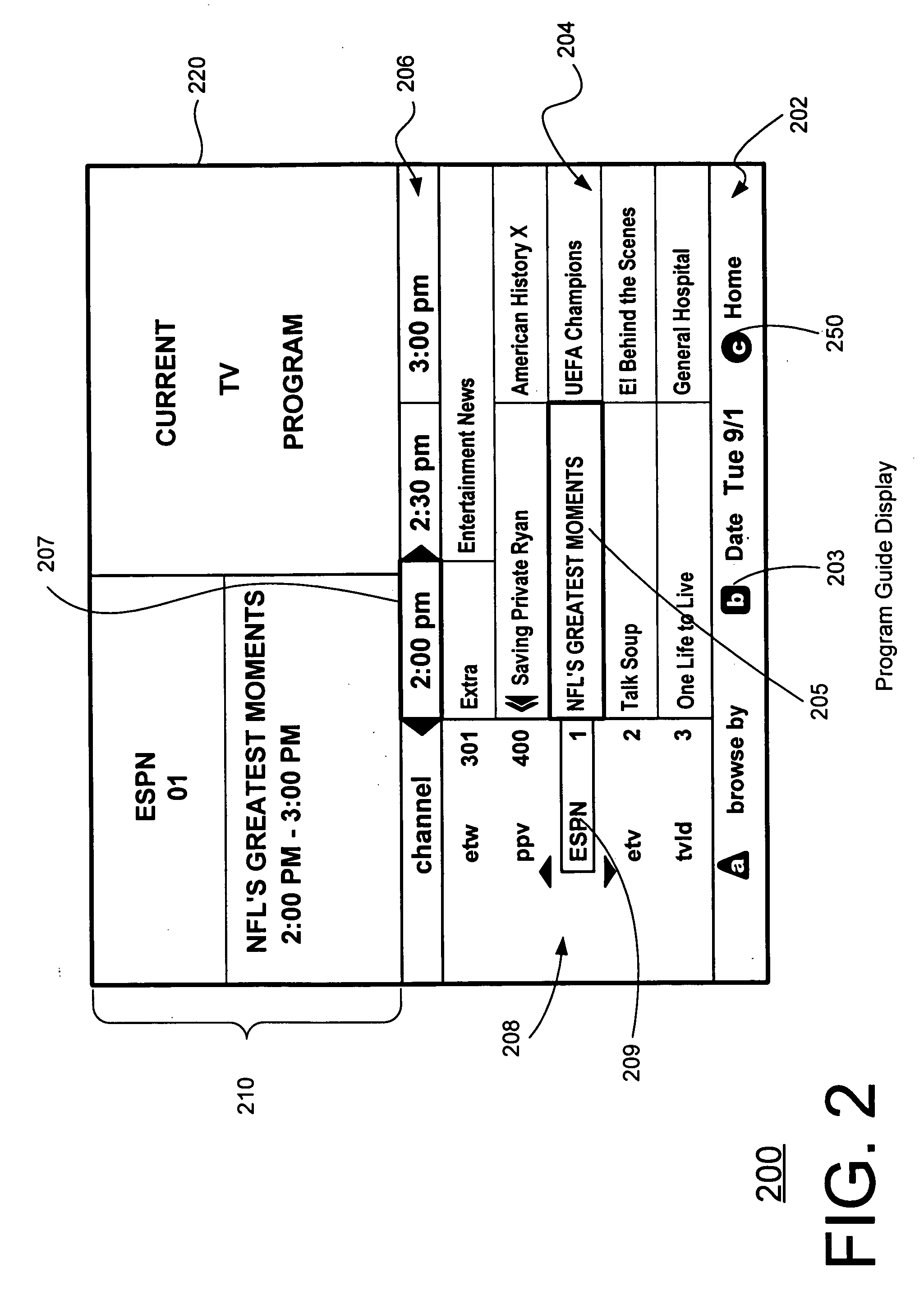 System and method for pointing to a displayable program guide