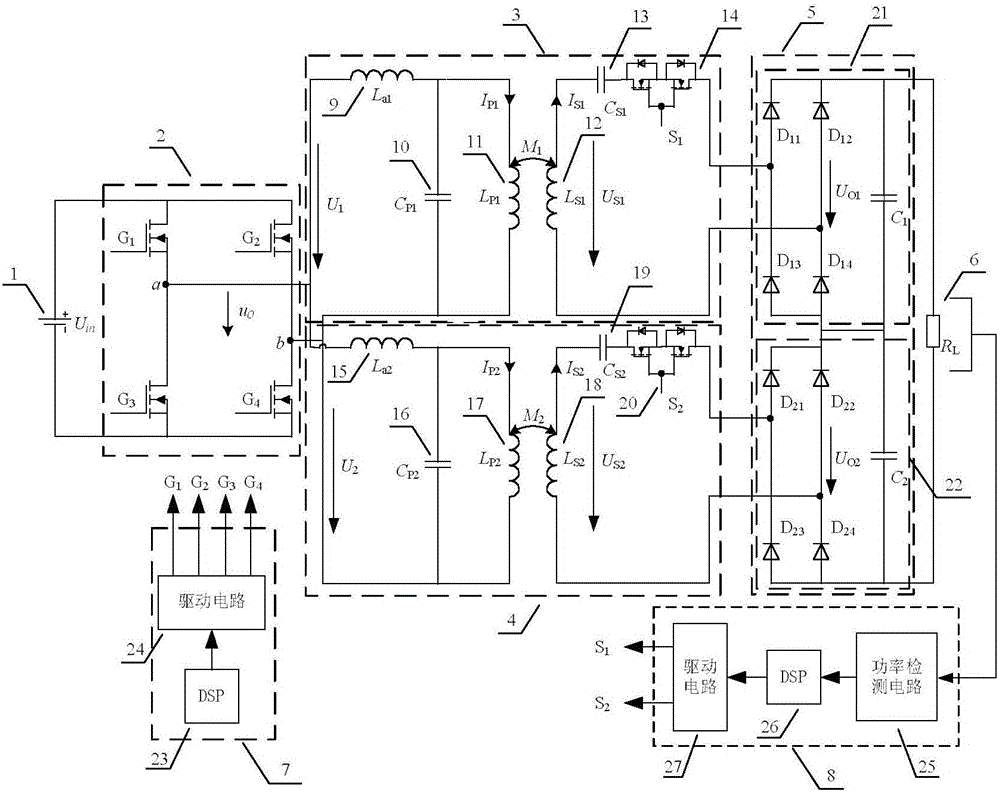 Wide-range power adjustable wireless electric energy transmission system and control method thereof