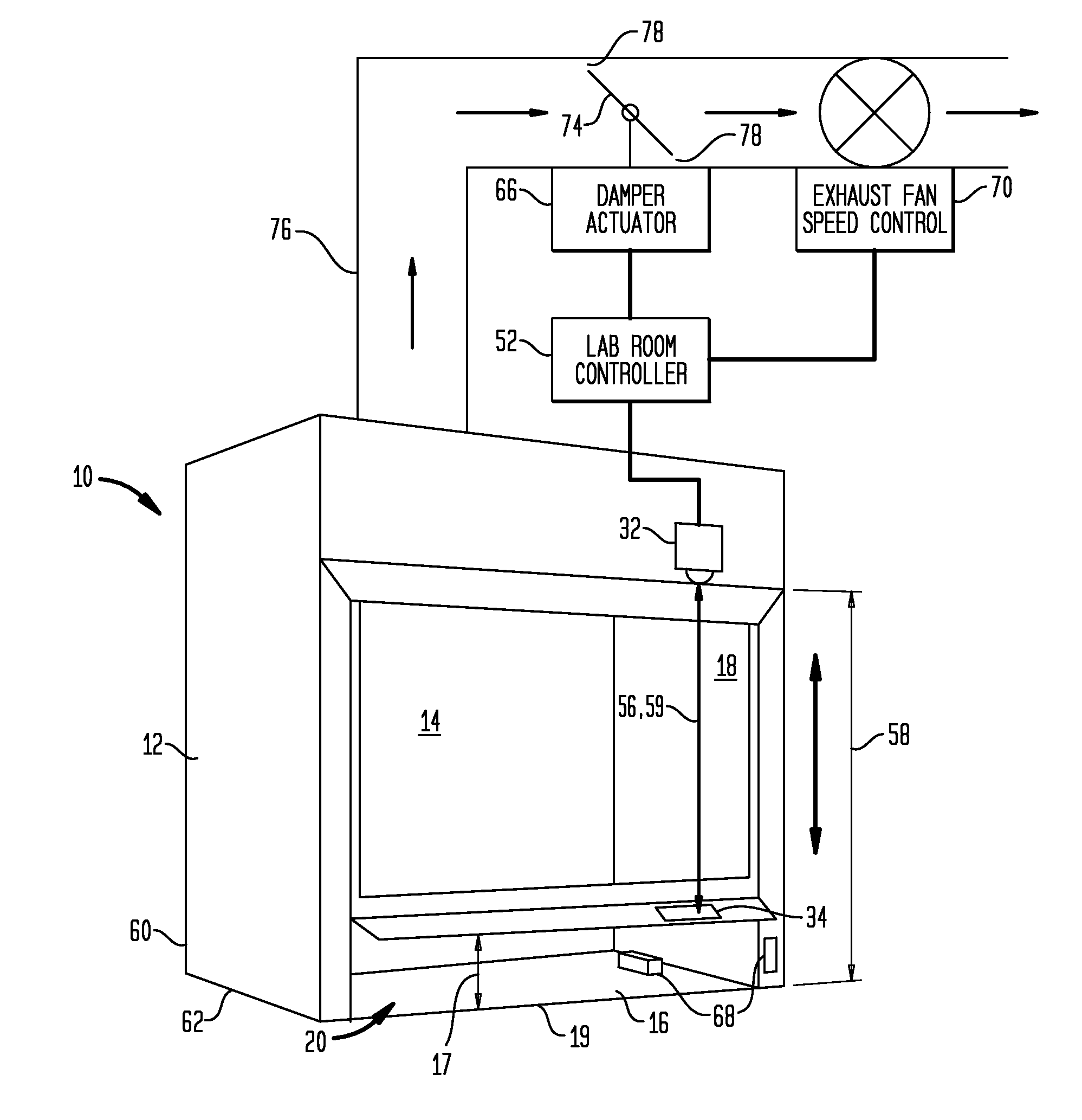 System for detecting a position of a fume hood sash