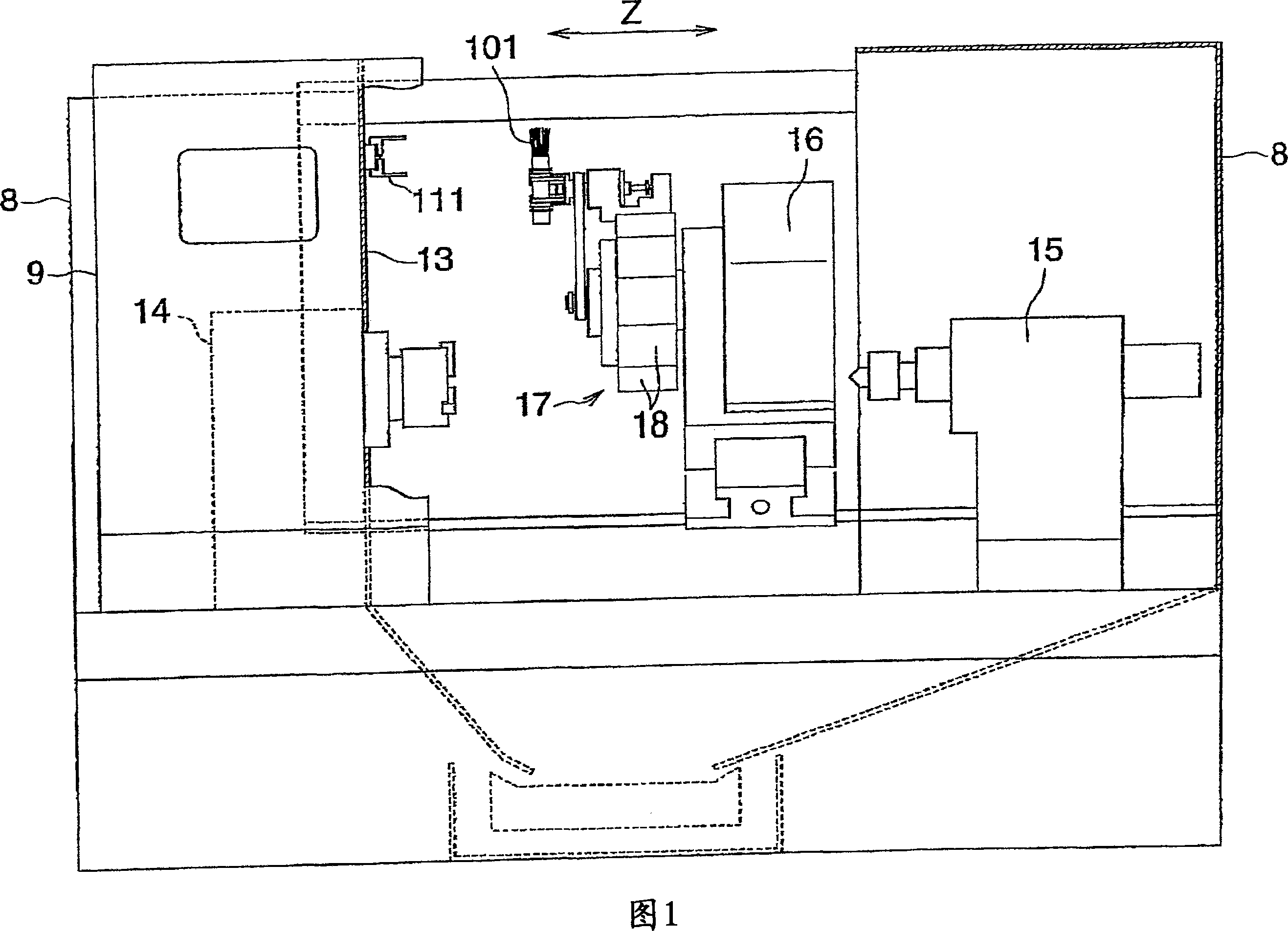 Chip cleaning device in nc processing machine