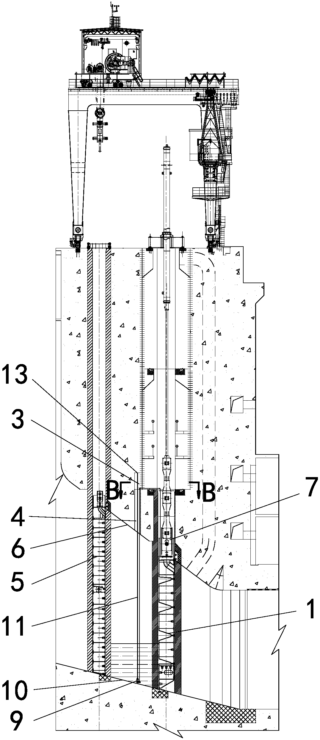 High narrow large orifice intake gate water draining method and device