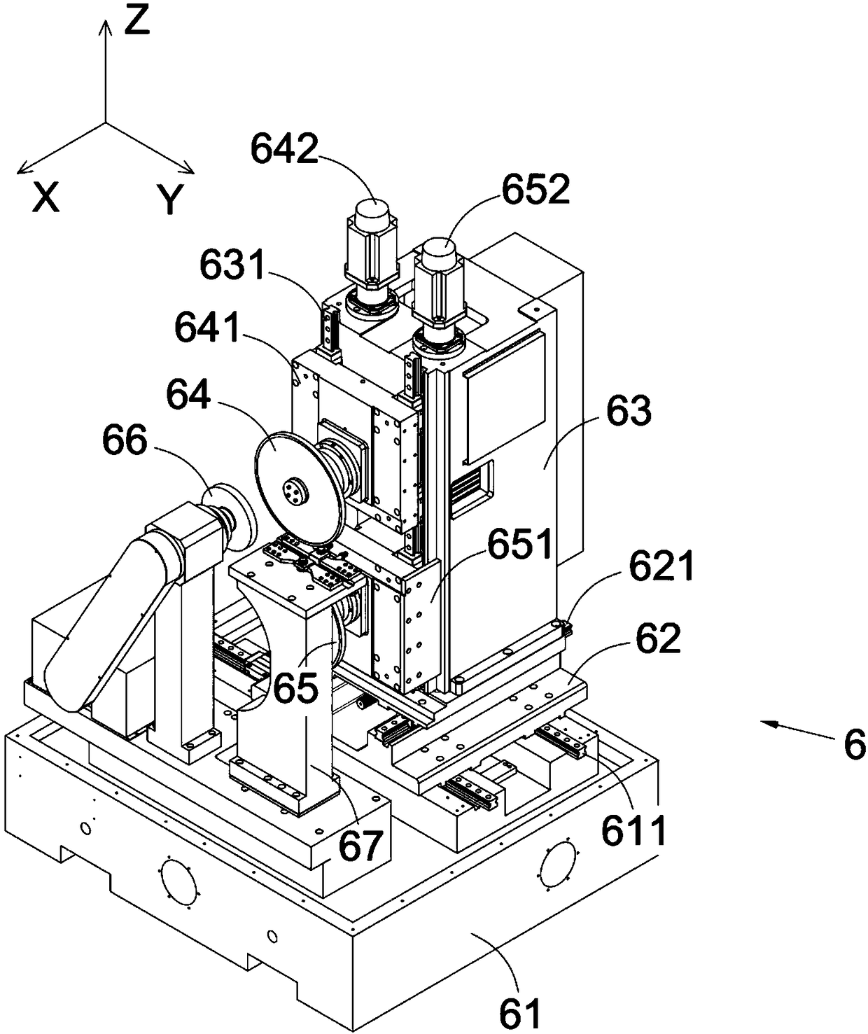 Automatic feeding and discharging type upper and lower tank grinding device