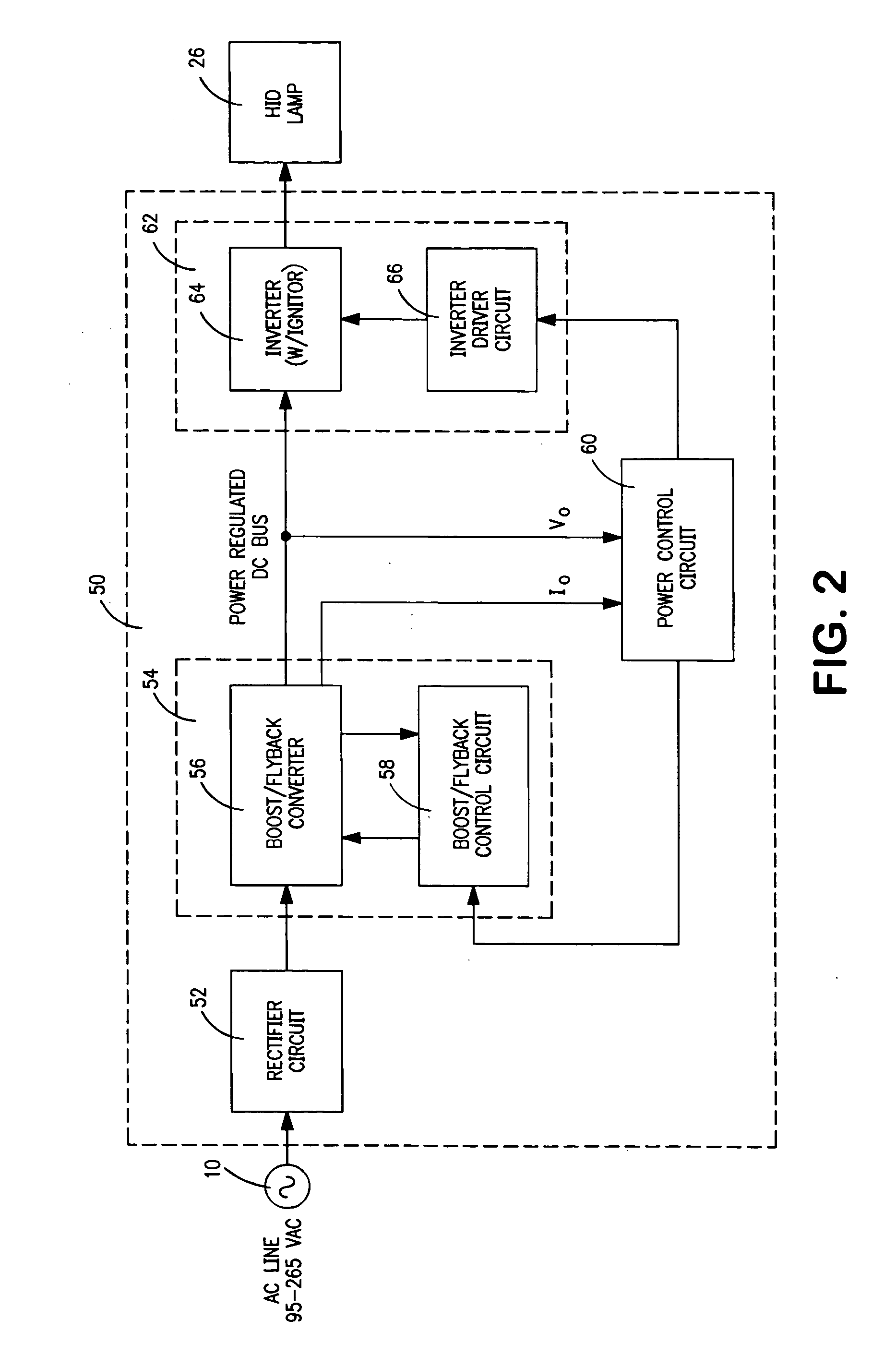 Method and circuit for regulating power in a high intensity discharge lamp