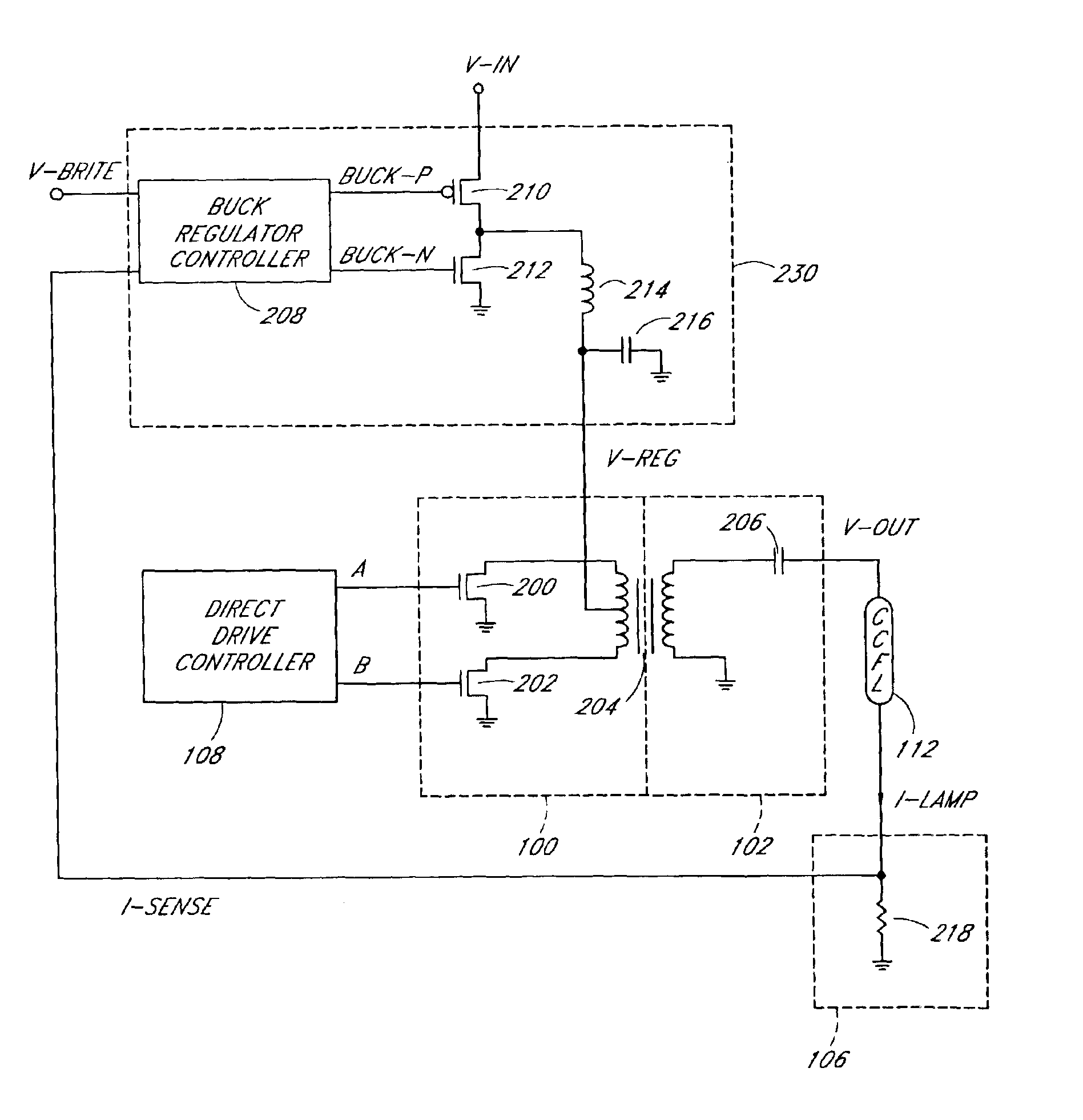 Lamp inverter with pre-regulator