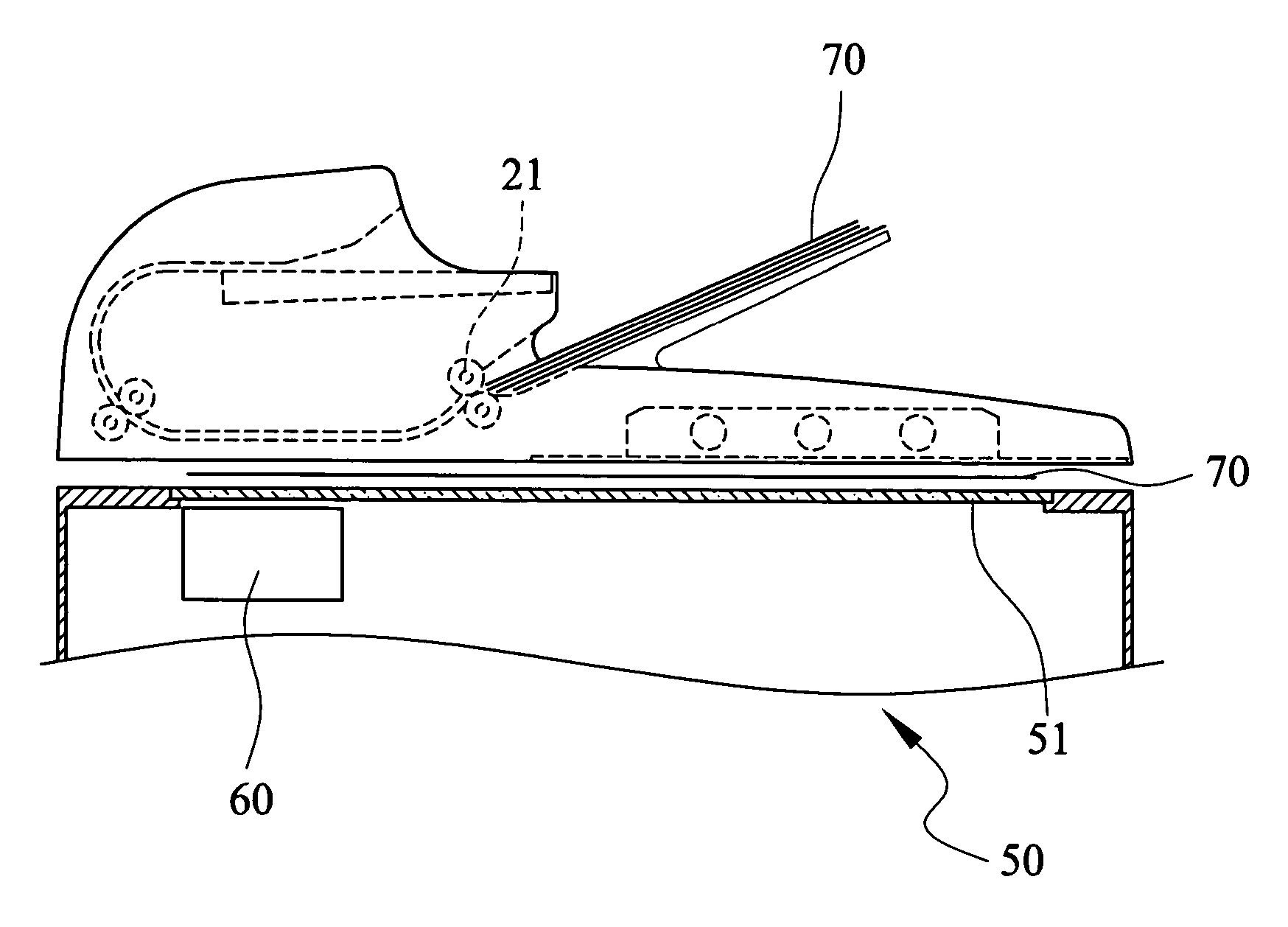 Media feeding device with scanning and fixing functions for transparent documents