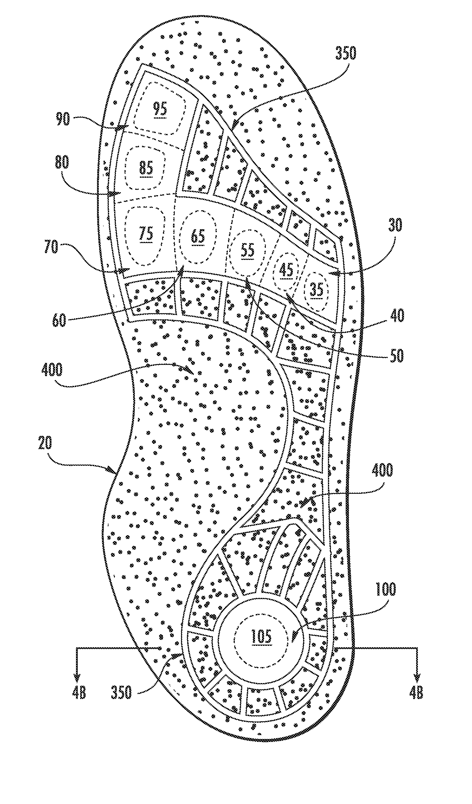 Shoe sole inserts for pressure distribution