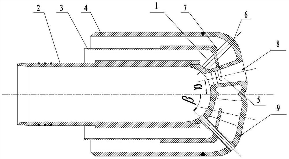 Efficient long-service-life single-runner secondary combustion oxygen lance and using method