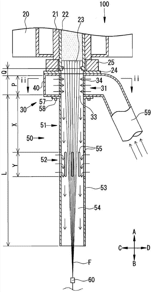 Melt spinning device