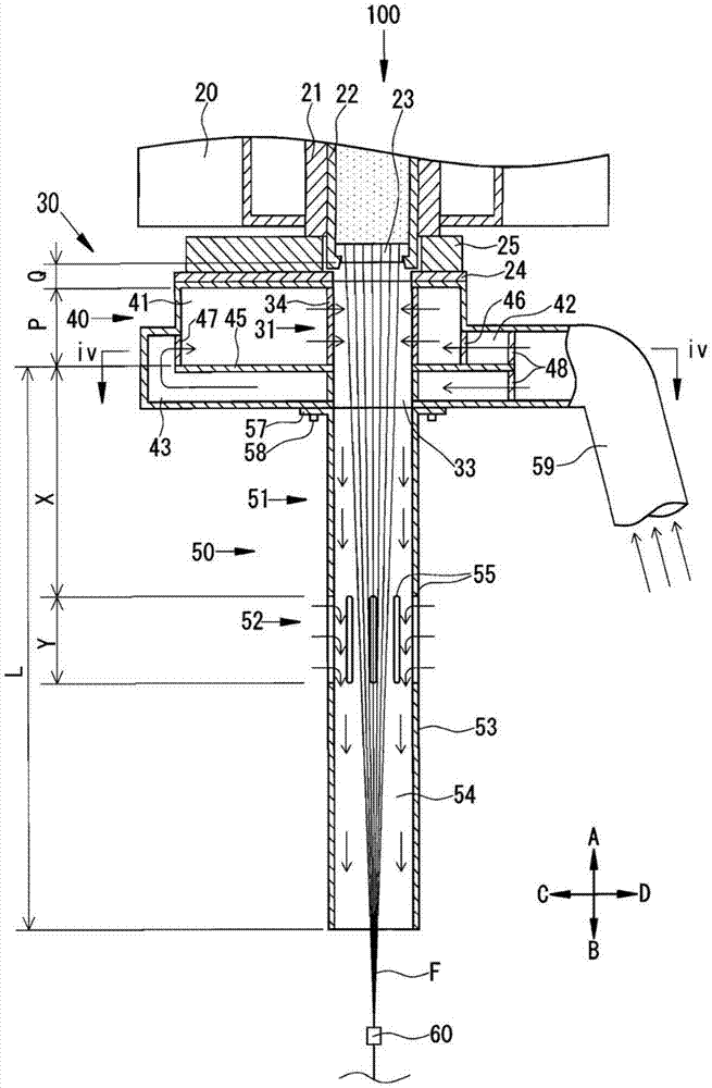 Melt spinning device