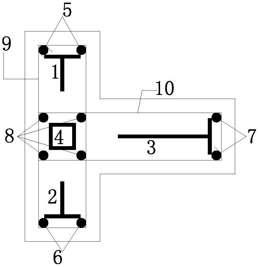 Construction method of steel-section-concrete T-shaped section column