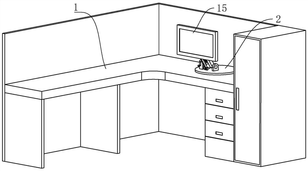 Adjustable clamping seat office table and display angle adjusting method