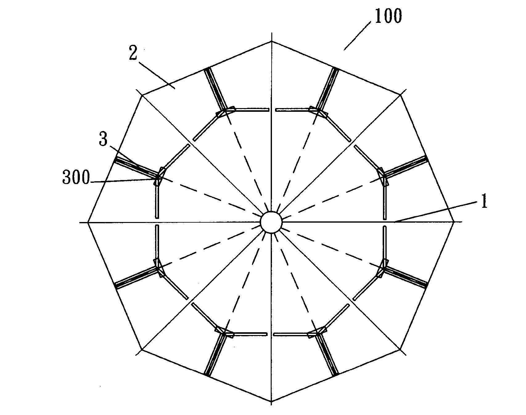 Foldable umbrella capable of auto-adjustment of the umbrella cloth