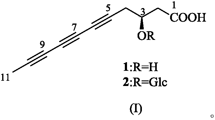 Capillary wormwood herb triynoic acid compound, pharmaceutical composition thereof and application thereof