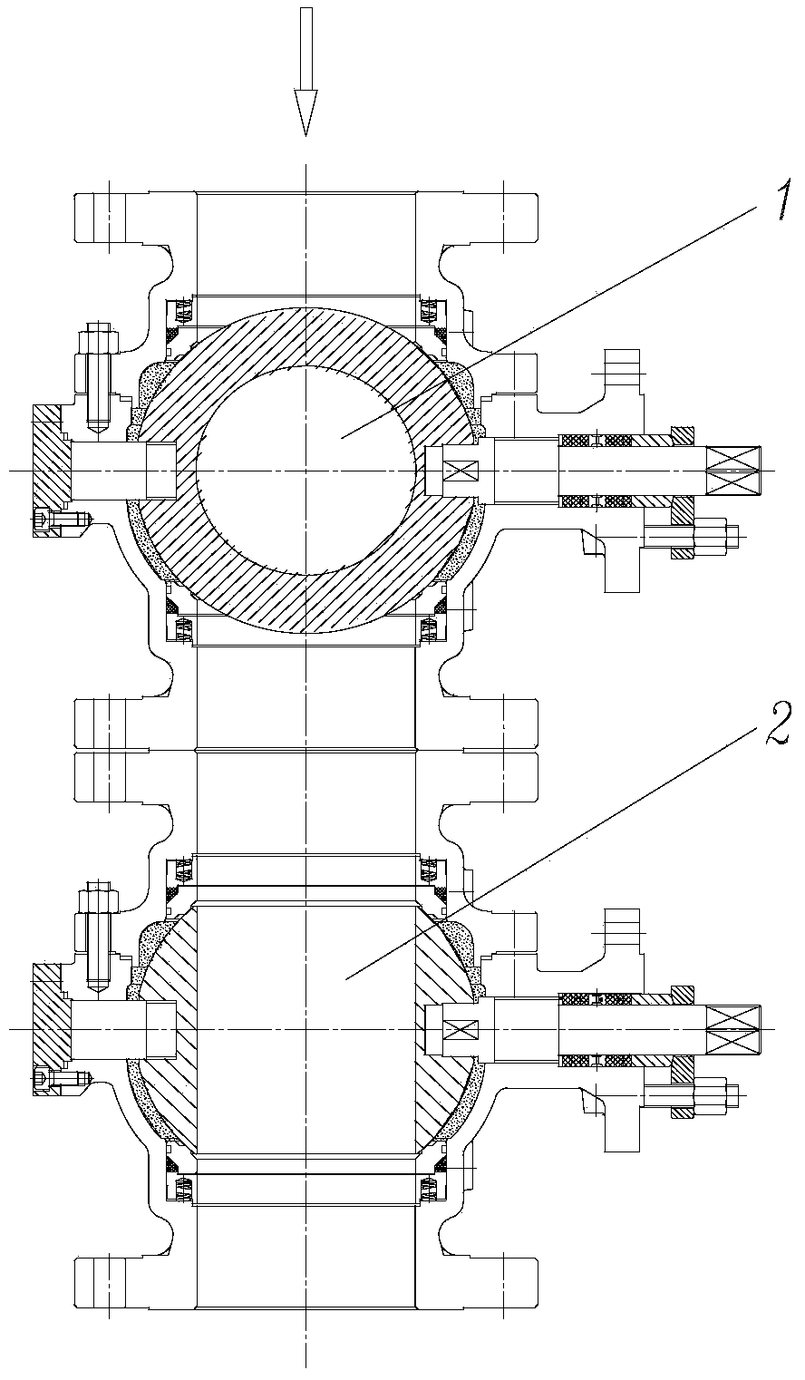 High-temperature and high-pressure composite material slagging ball valve assembly