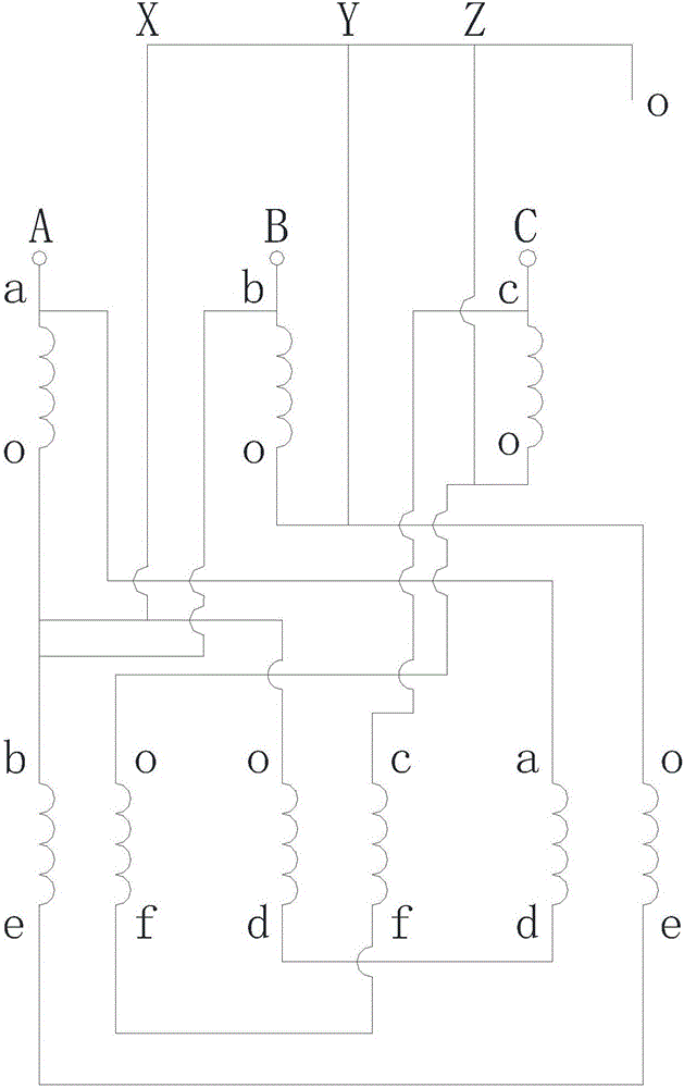 Zigzag connection load balance transformer