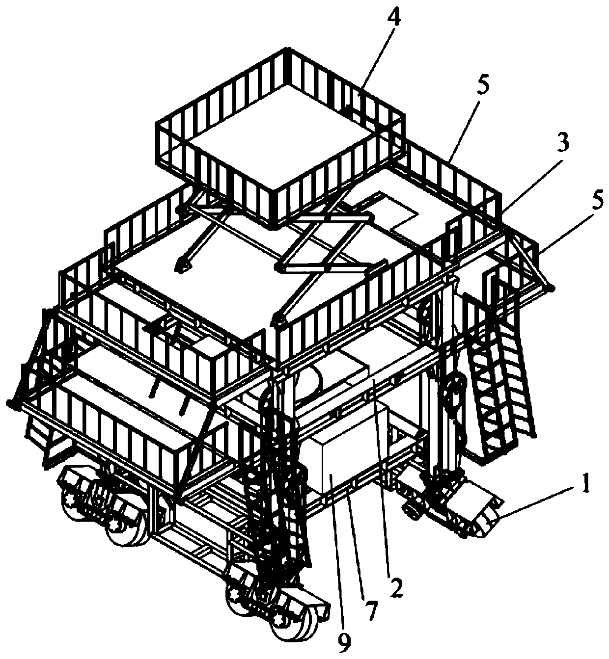 Trackless self-propelled platform truck for maintaining subway tunnel