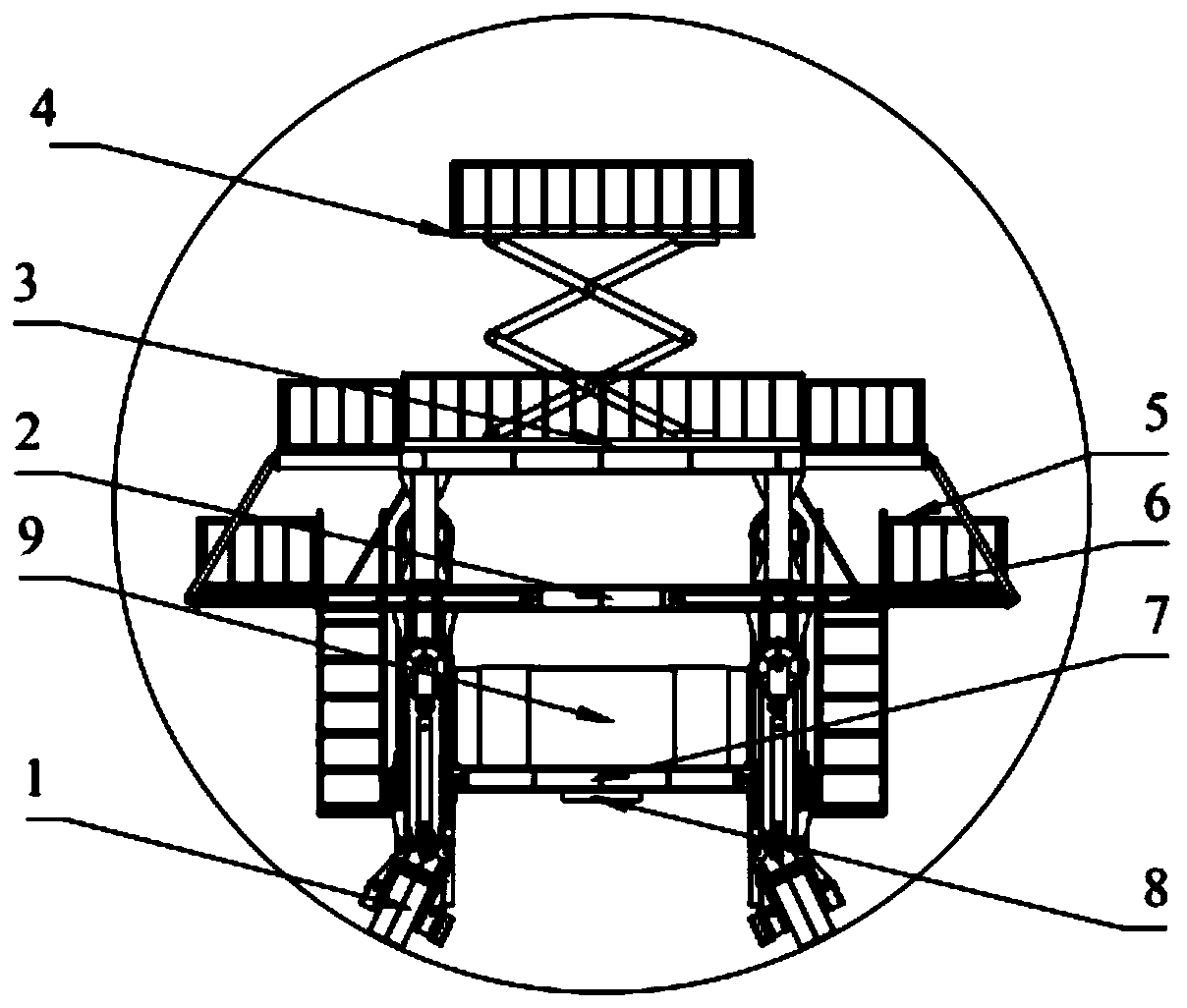 Trackless self-propelled platform truck for maintaining subway tunnel