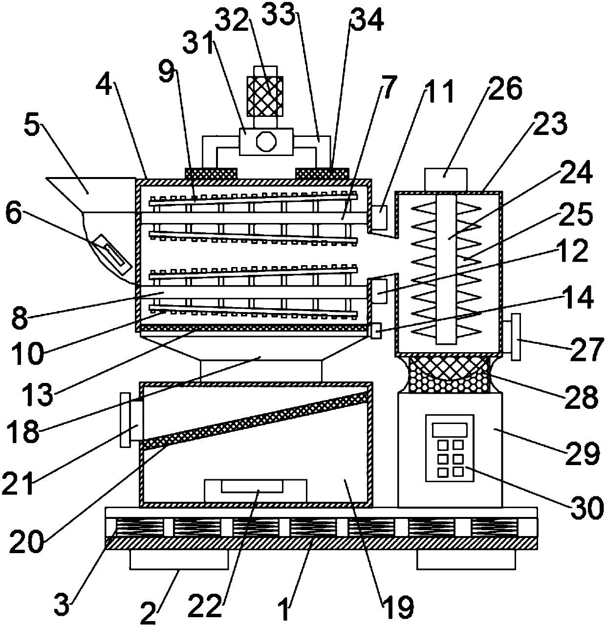 Agricultural efficient corn processing mechanical equipment with impurity removal function