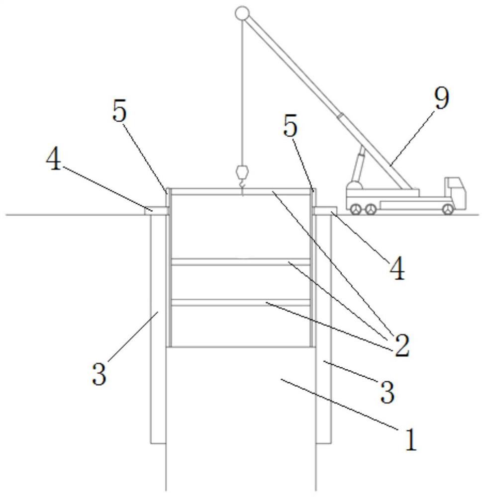 Sliding type steel support erecting device