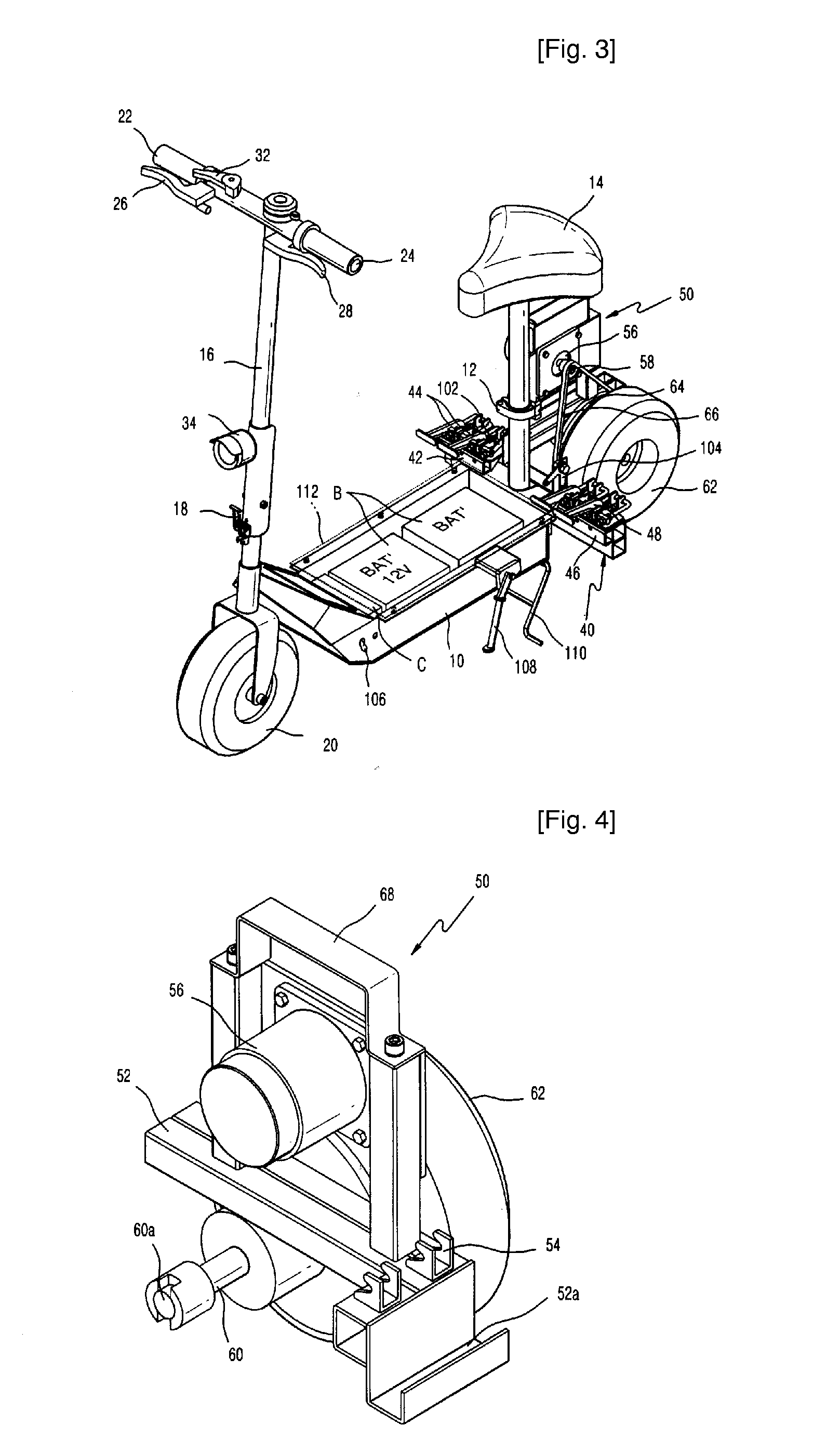 Wheel exchangeable scooter