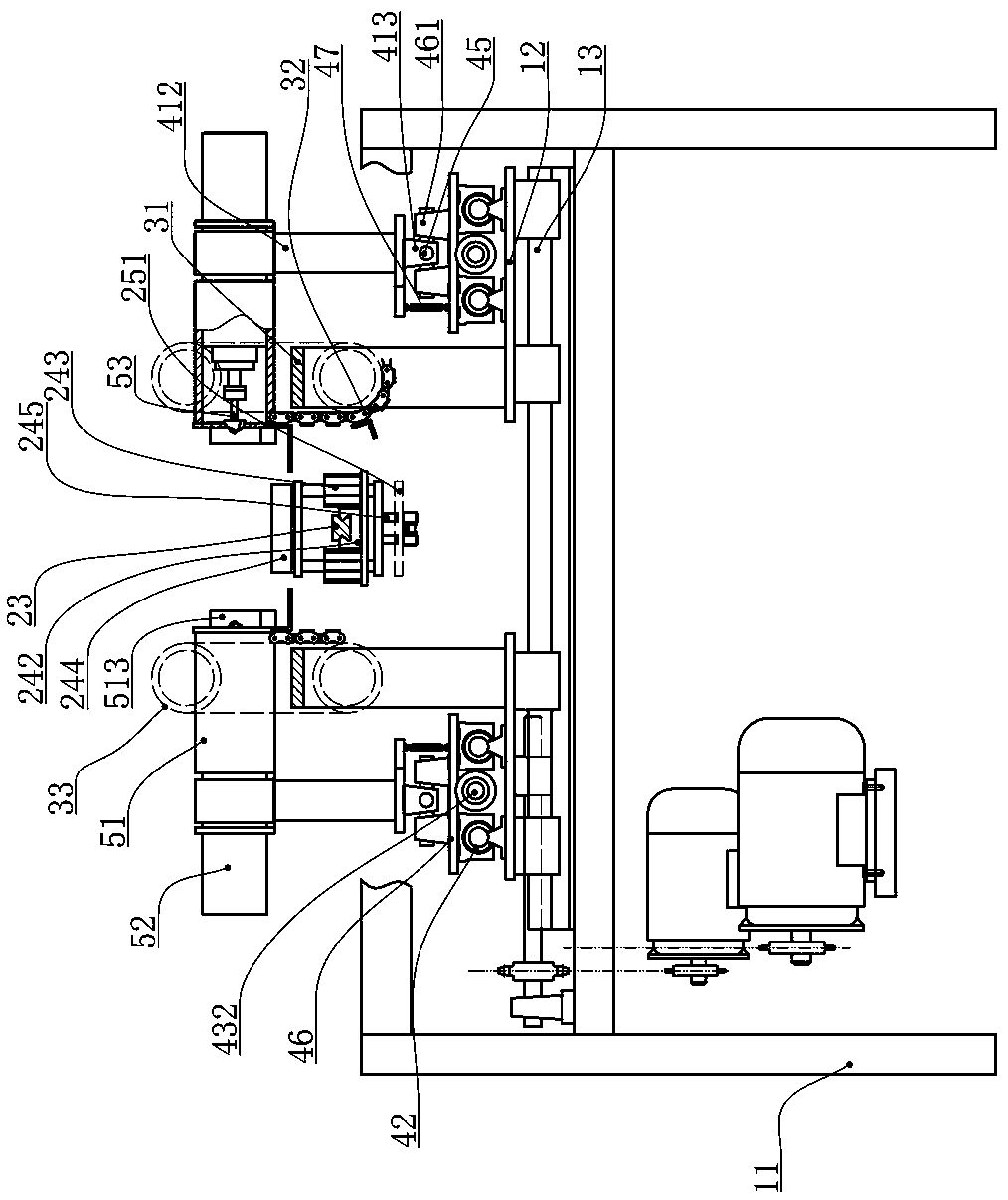 Synchronous chamfering device for four corners of cutting board