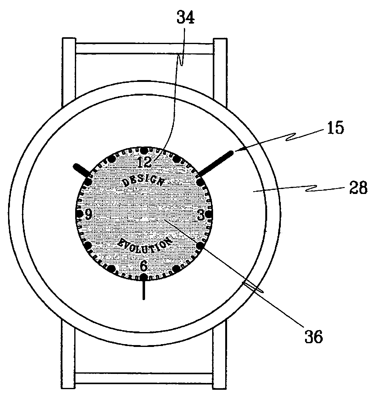 Watch assembly having a dial integrally formed in the watch-glass