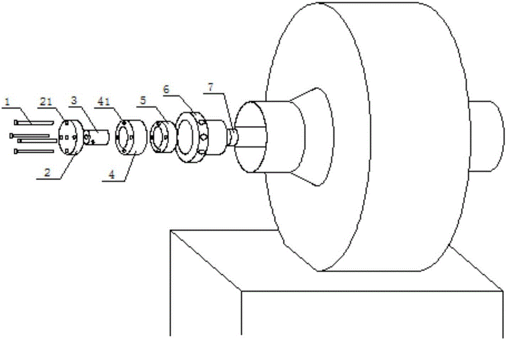 Jacking device for disc-shaft flange assembling and assembling method thereof