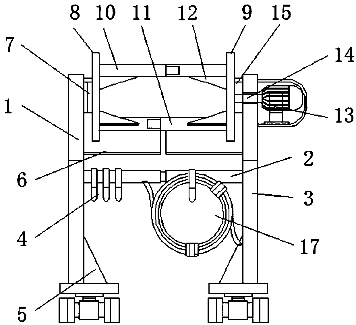 Cable winding device for electric construction convenient to store