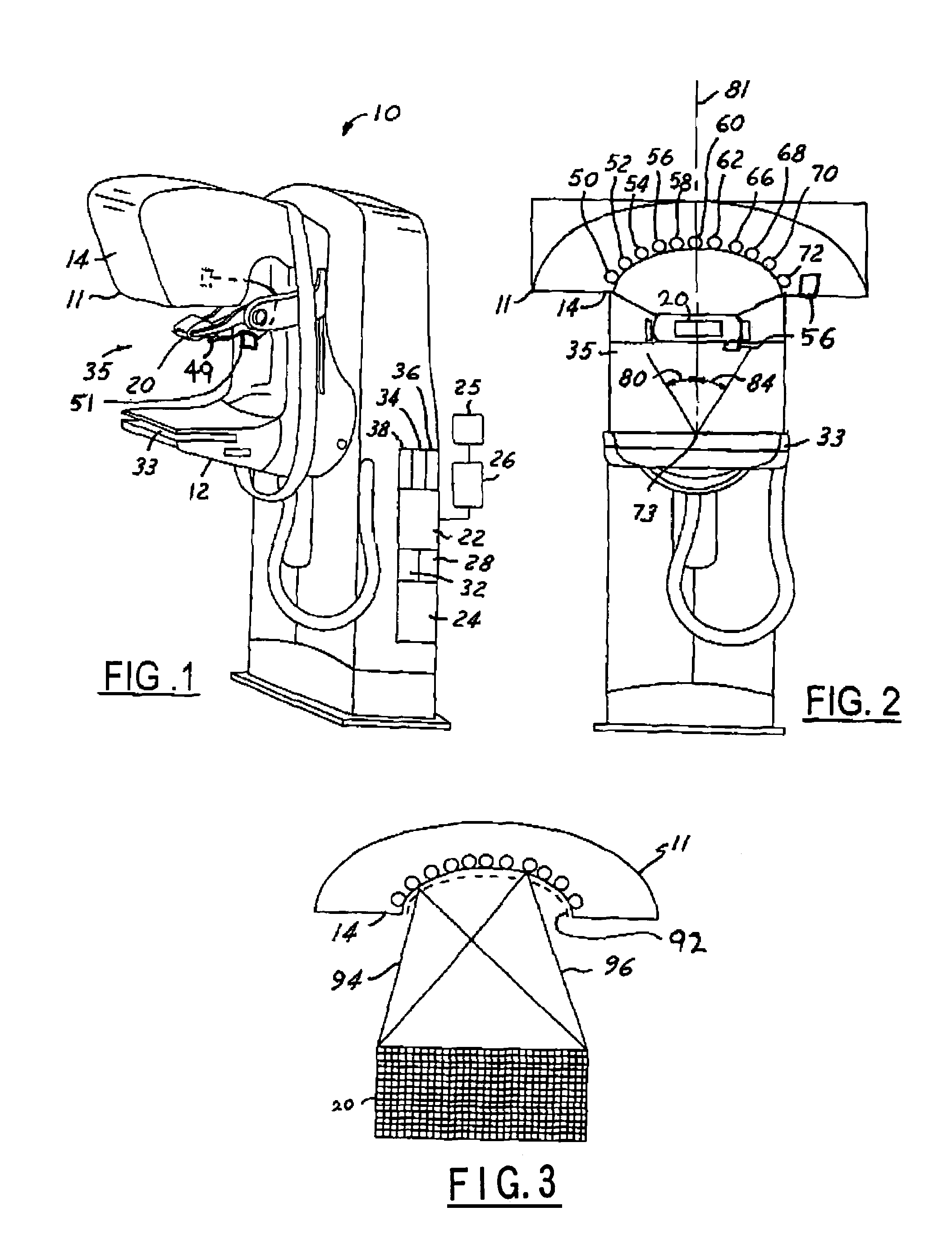 Stationary tomographic mammography system